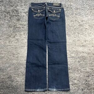 Miss‎ Me Jeans Womens 28 (30x30) Blue Easy Straight Low Rise Rhinestones Buckle